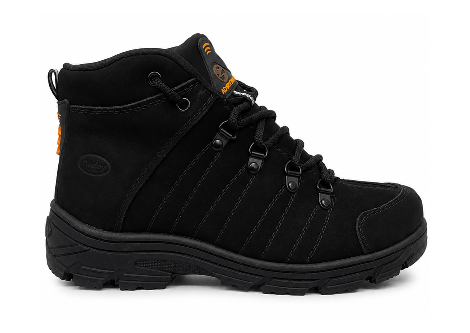 Coturno Adventure Solado Borracha Couro Nobuck - Preto