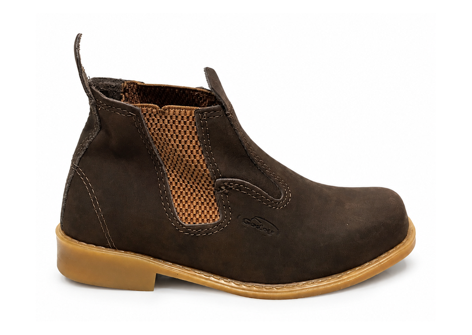 Botina Infantil Solado Pvc Couro Nobuck - Café