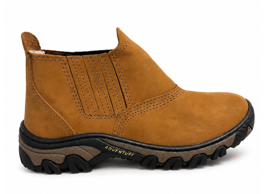 Botina Adventure Solado Borracha Couro Nobuck - Castor