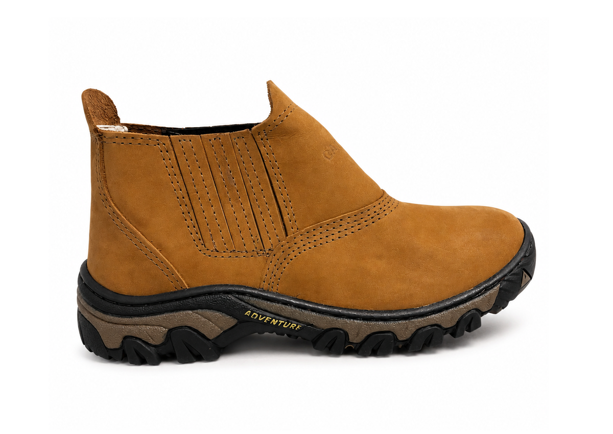 Botina Adventure Solado Borracha Couro Nobuck - Castor