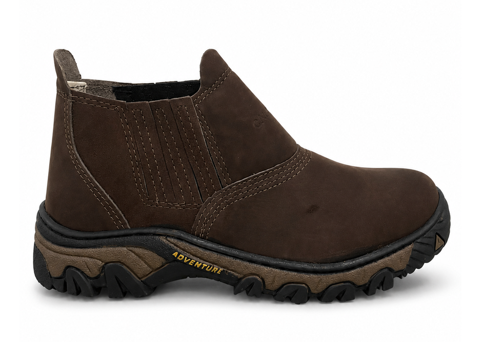 Botina Adventure Solado Borracha Couro Nobuck - Café