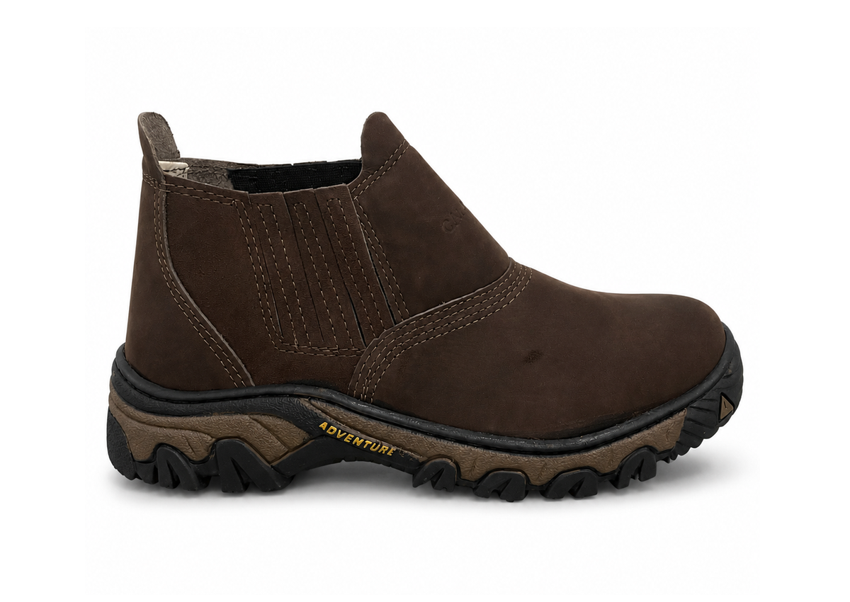 Botina Adventure Solado Borracha Couro Nobuck - Café