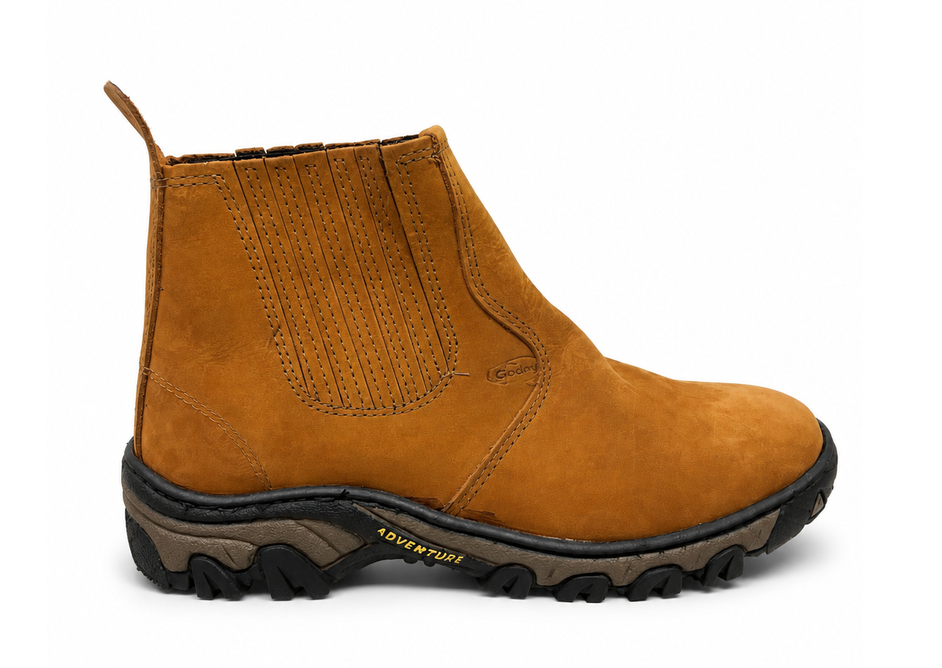 Botina Trekking Solado Borracha Couro Nobuck - Castor