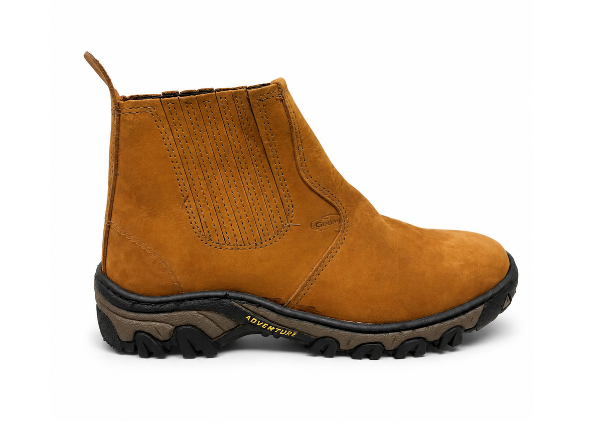Botina Trekking Solado Borracha Couro Nobuck - Castor